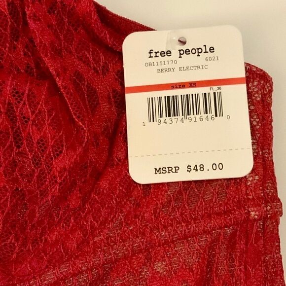 FREE PEOPLE TAMEEKA LONGLINE UNDERWIRE BRA IN BERRY ELECTRIC SHEER LACE RED - Picture 6 of 8